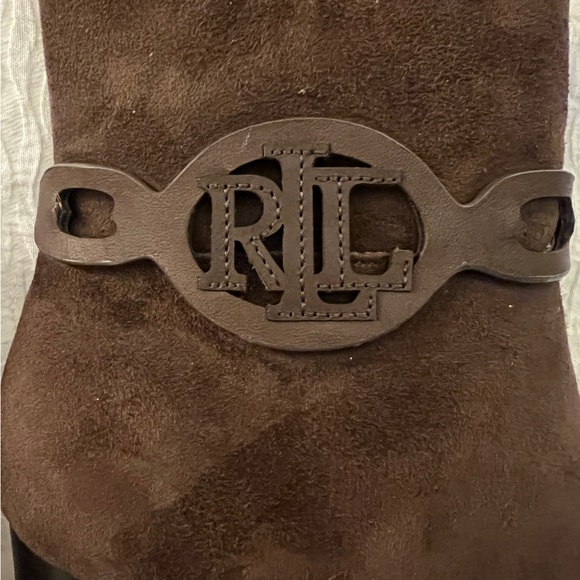 LAUREN RALPH LAUREN ABIGAEL WOMENS LEATHER ANKLE BOOTIE BOOTS SIZE 6B CHOCOLATE - Picture 4 of 9